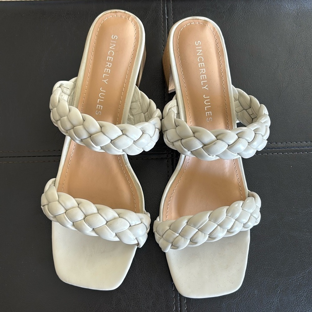 Sincerely Jules Onyx slip on braided heel sandals Size 10 NEW - Picture 3 of 9
